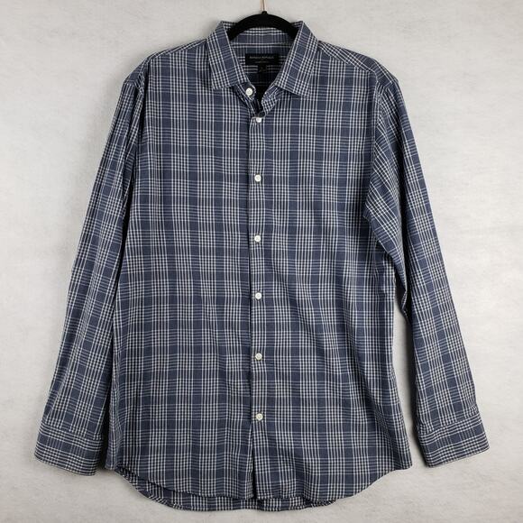 Banana Republic Other - Banana Republic Men's L Long Sleeve‎ Plaid Button Down Blue Tailored Slim Fit